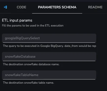 YepCode imput parameters to automate bulk data movement